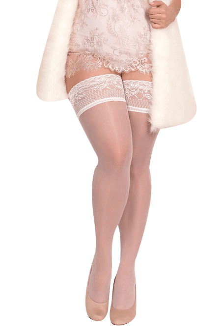 Weiße Strümpfe halterlos Plus Size