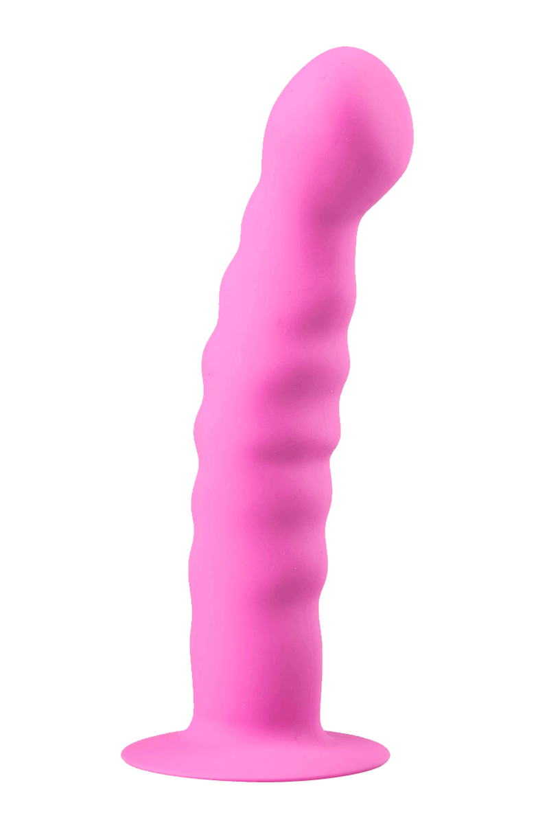 Saugnapf-Dildo mit geripptem Schaft rosa – Ø 2,8cm | 14,5cm