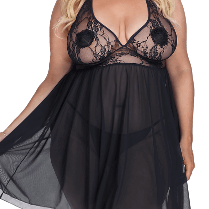 Babydoll schwarz Plus Size Babydoll schwarz Plus Size