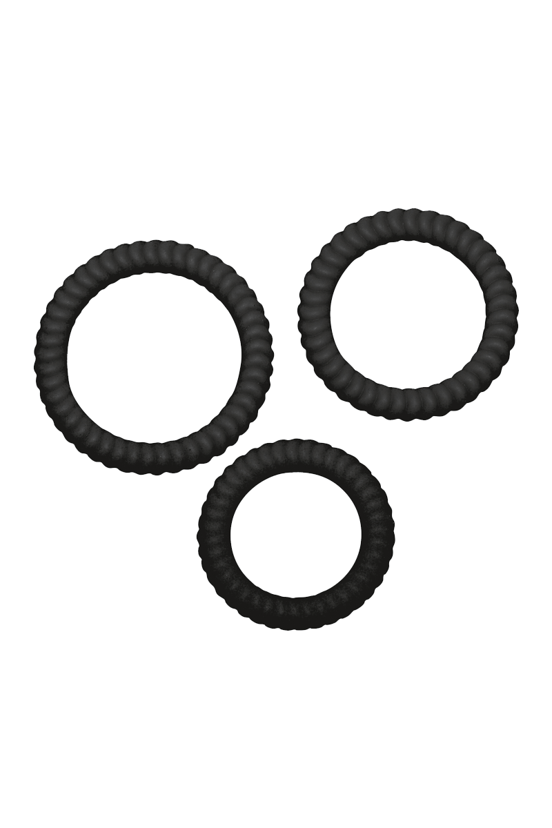 3tlg. Penisring-Set mit Rillen – Ø 2,6/3/3,5cm