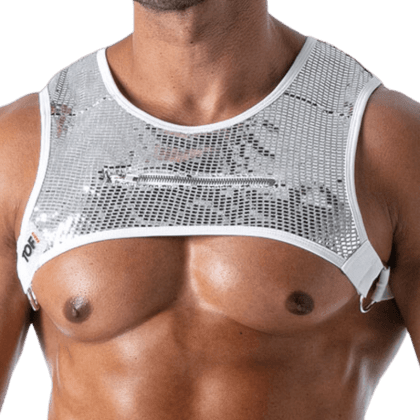 Herren Brust Harness weiß silber Herren Brust Harness weiß silber