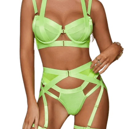 4tlg. Dessous Set in neongelb 4tlg. Dessous Set in neongelb