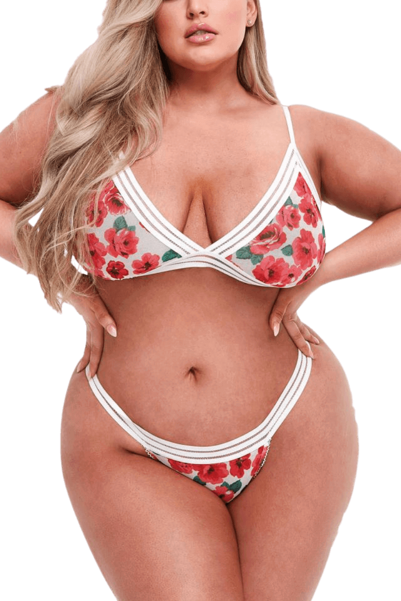 2tlg. Set mit floralem Muster Plus Size