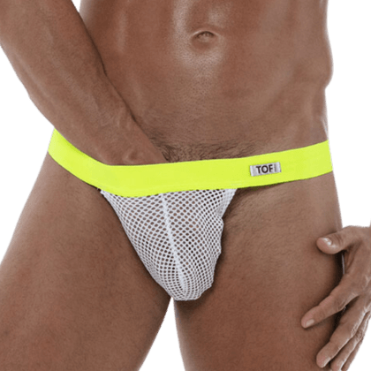 Herren Stringless Tanga weiß gelb Herren Stringless Tanga weiß gelb