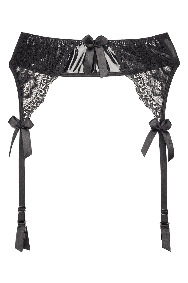 Strapsgürtel Wetlook mit Spitze Plus Size