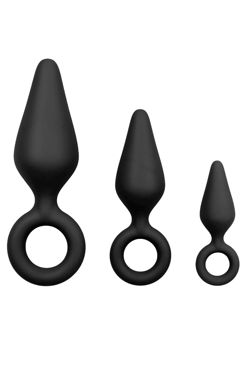 3tlg. Analplug-Set schwarz – S/M/L