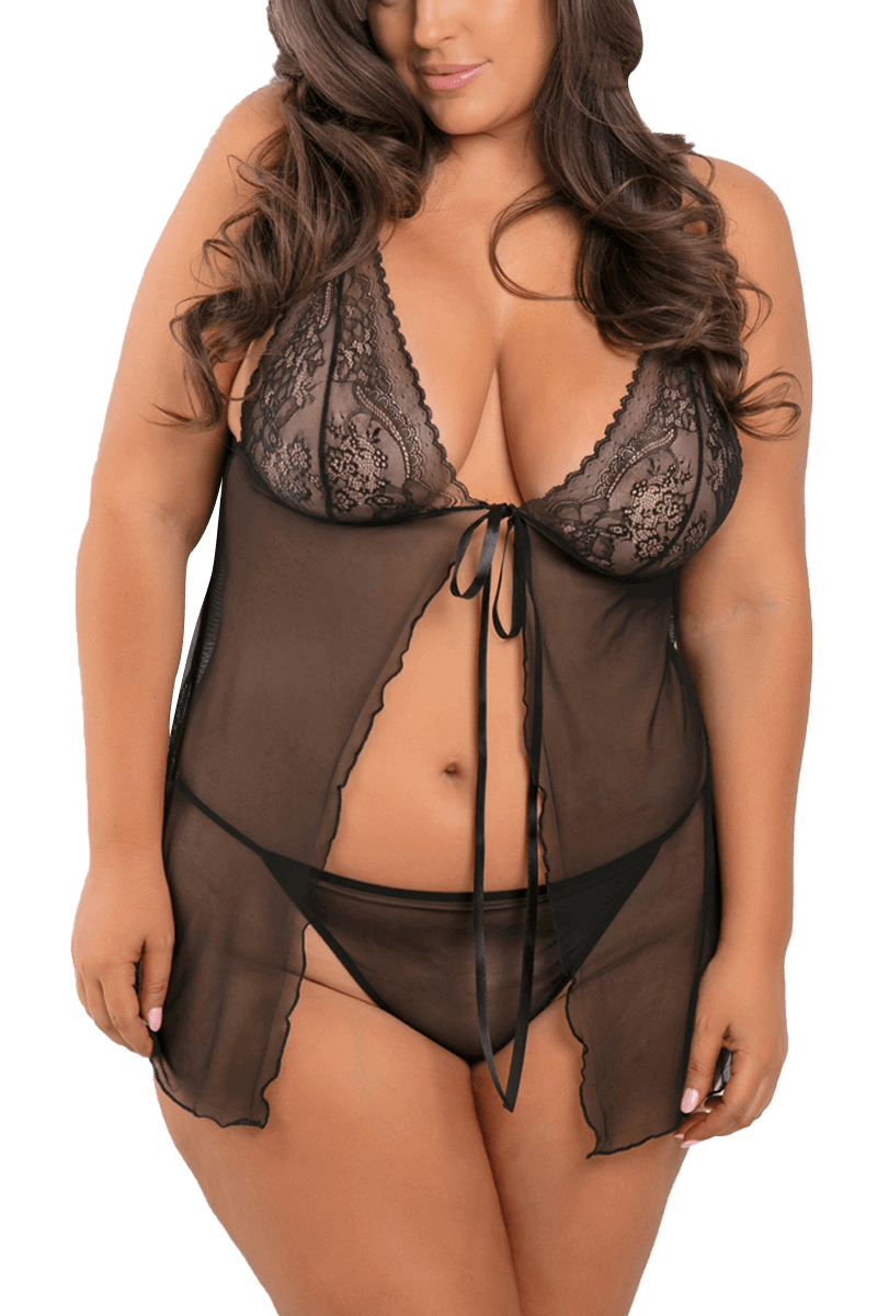 Schwarzer Babydoll Plus Size