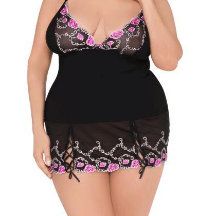 Negligee mit Blumenspitze Plus Size Negligee mit Blumenspitze Plus Size