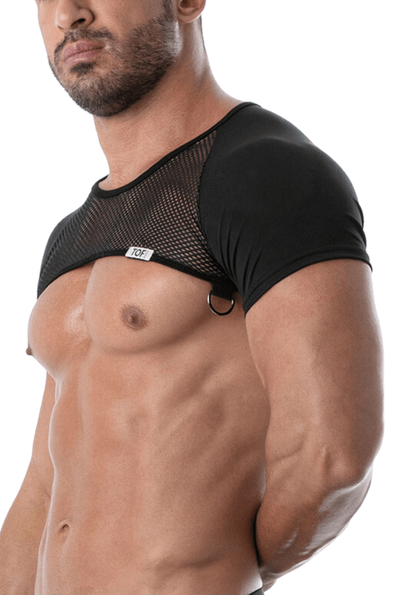 Schulter Harness Shirt mit Netz schwarz