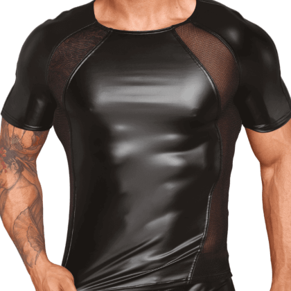 Wetlook Shirt mit transparentem Netz Wetlook Shirt mit transparentem Netz