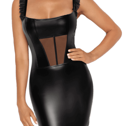 Wetlook Minikleid mit Tüll-Einsatz Wetlook Minikleid mit Tüll-Einsatz