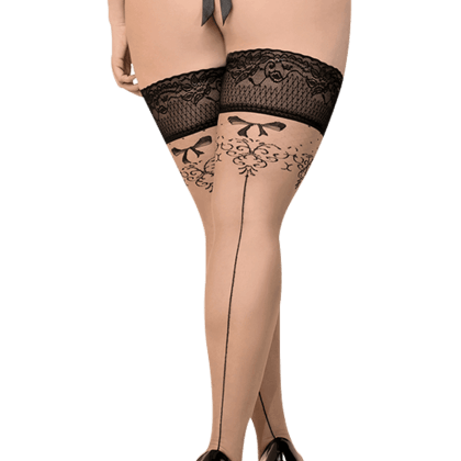 Halterlose Strümpfe mit Spitzenbordüre Plus Size Halterlose Strümpfe mit Spitzenbordüre Plus Size