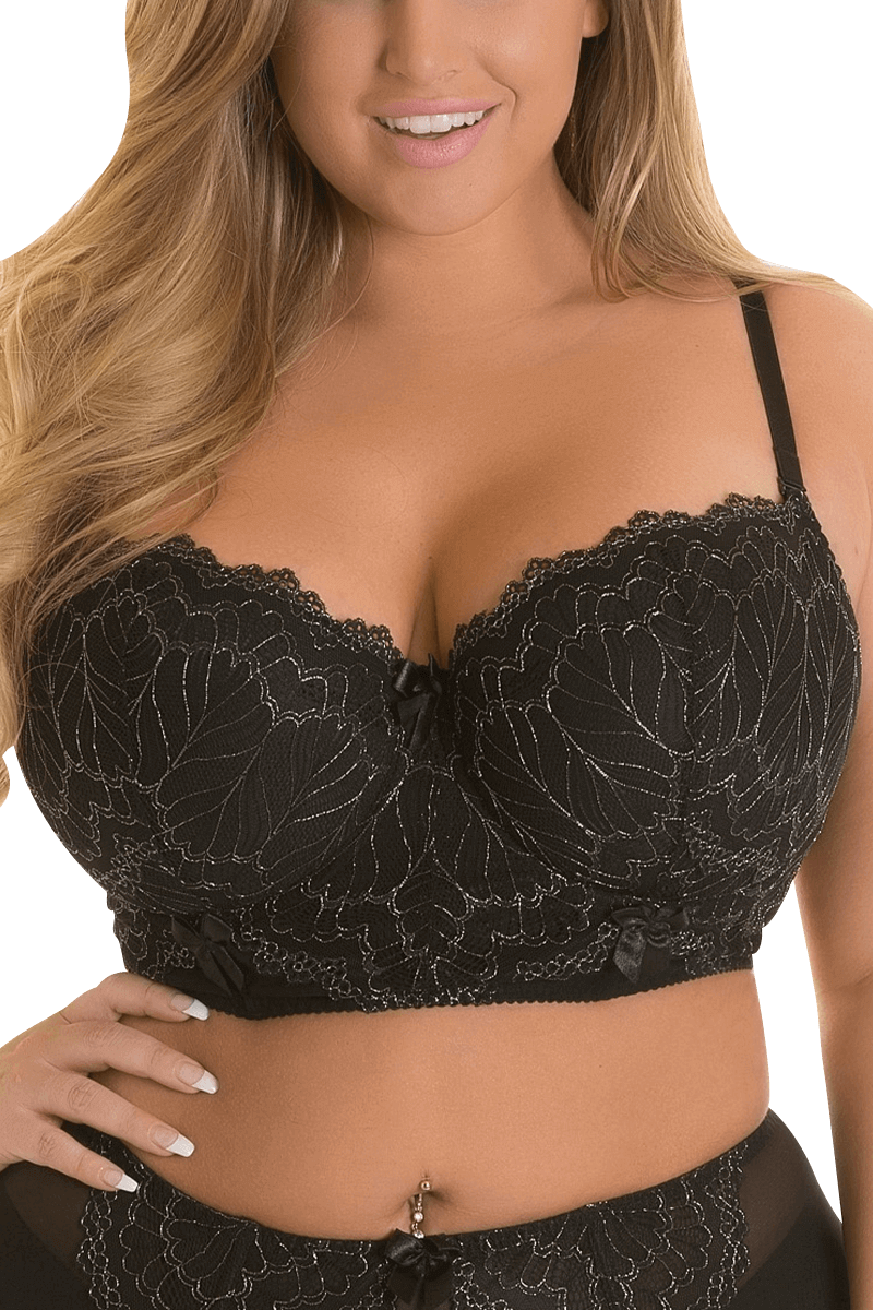 Plus Size Bustier mit silberner Spitze