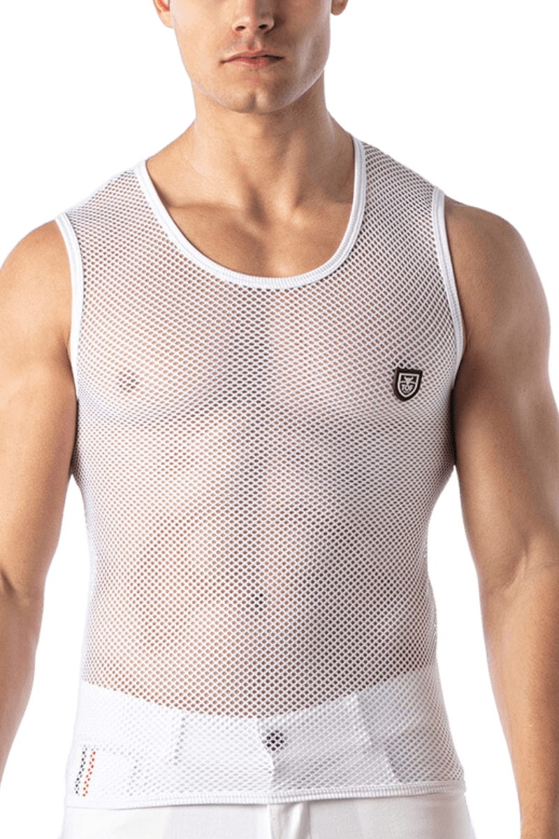 Herren Tanktop Netz in weiß