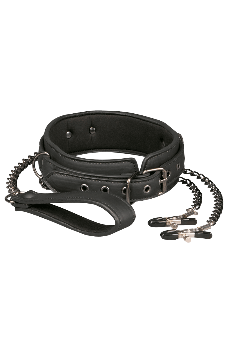 Halsfessel mit Leine & Nippelklemmen