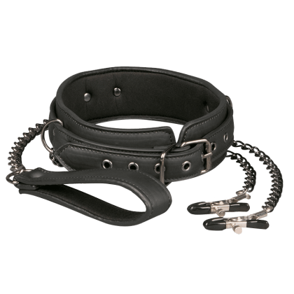Halsfessel mit Leine & Nippelklemmen Halsfessel mit Leine & Nippelklemmen