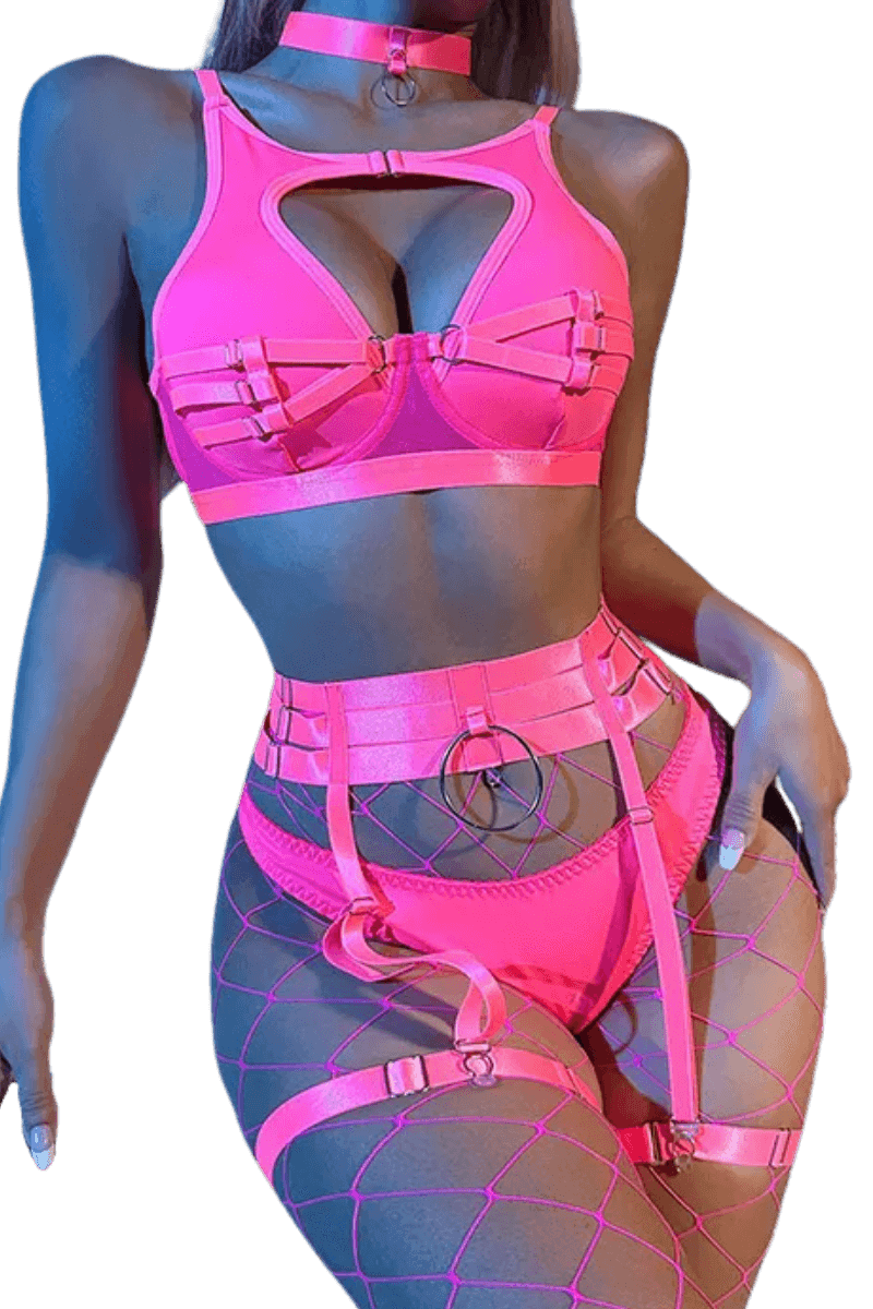 6tlg. Dessous Set neonpink