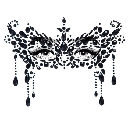 Schmucksticker Gesicht Maskerade schwarz Schmucksticker Gesicht Maskerade schwarz