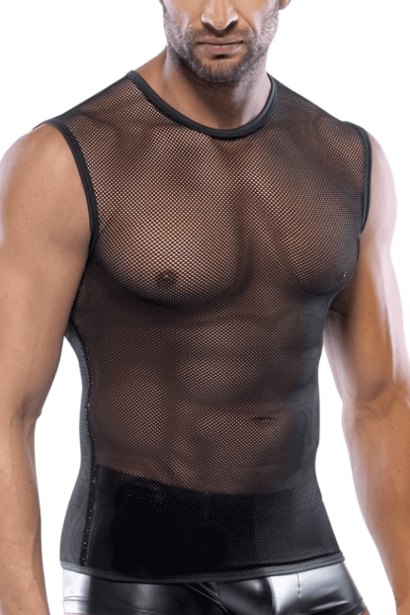 Herren Tanktop aus grobem Netzstoff
