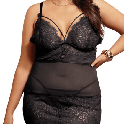 schwarzes Babydoll-Set Plus Size schwarzes Babydoll-Set Plus Size
