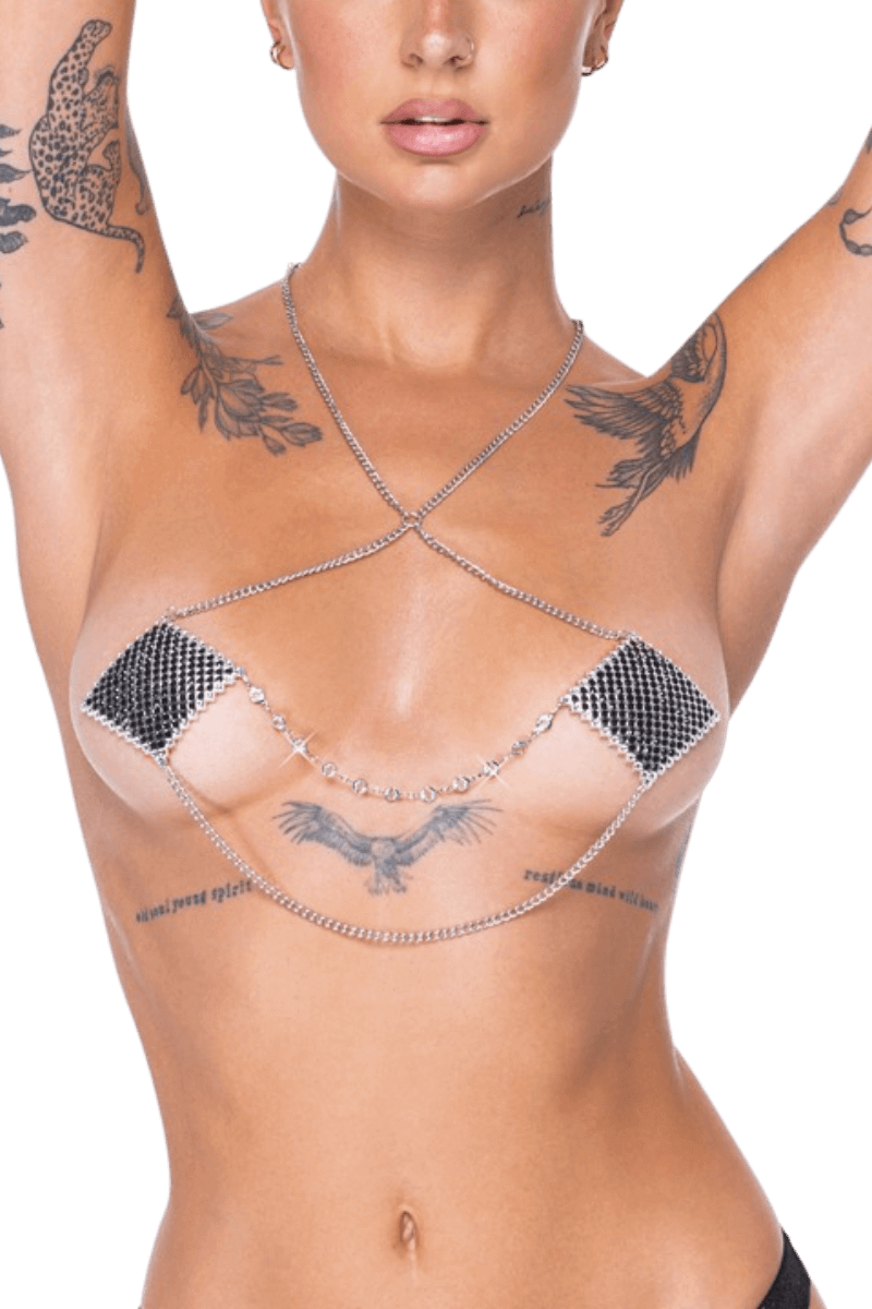 Nipple-Pasties silber Neckholder