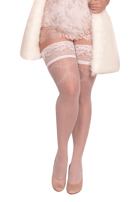 Weiße halterlose Strümpfe Plus Size