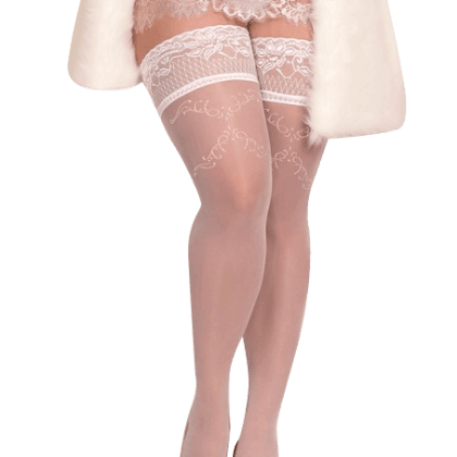 Weiße halterlose Strümpfe Plus Size Weiße halterlose Strümpfe Plus Size