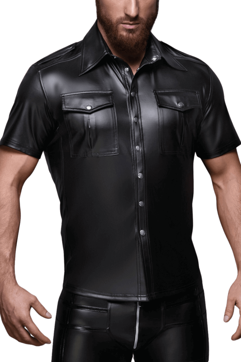 schwarzes Wetlook Hemd