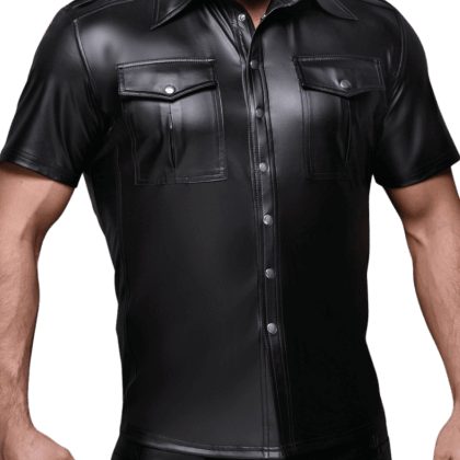 schwarzes Wetlook Hemd schwarzes Wetlook Hemd