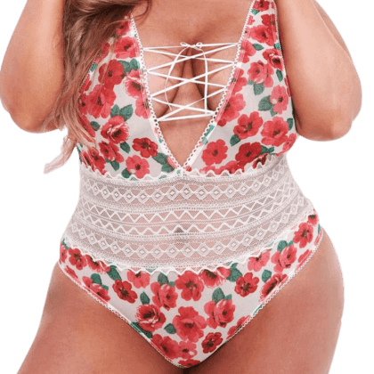 Body mit Blumenmuster Plus Size Body mit Blumenmuster Plus Size