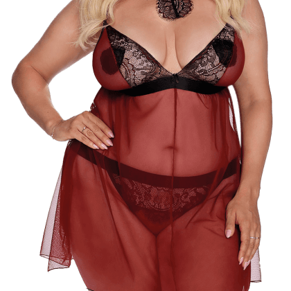 Chemise rot schwarz Plus Size Chemise rot schwarz Plus Size
