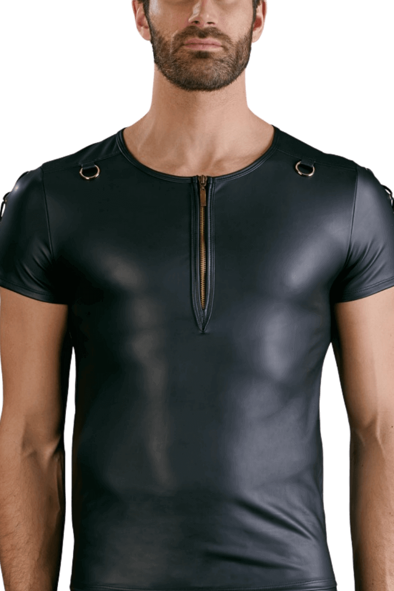 Wetlook Shirt mit Reißverschluss