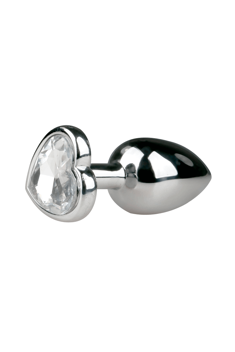 Silberner Analplug mit Herzkristall – S/M/L