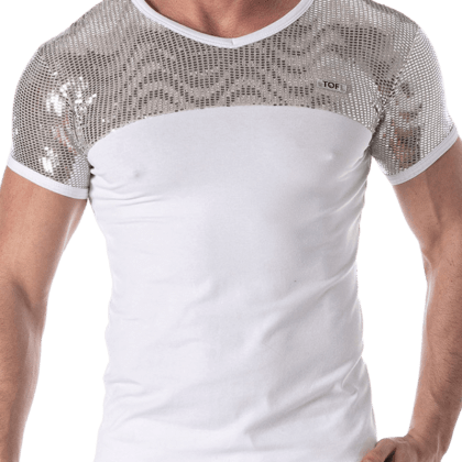 Glitzershirt weiß silber Glitzershirt weiß silber