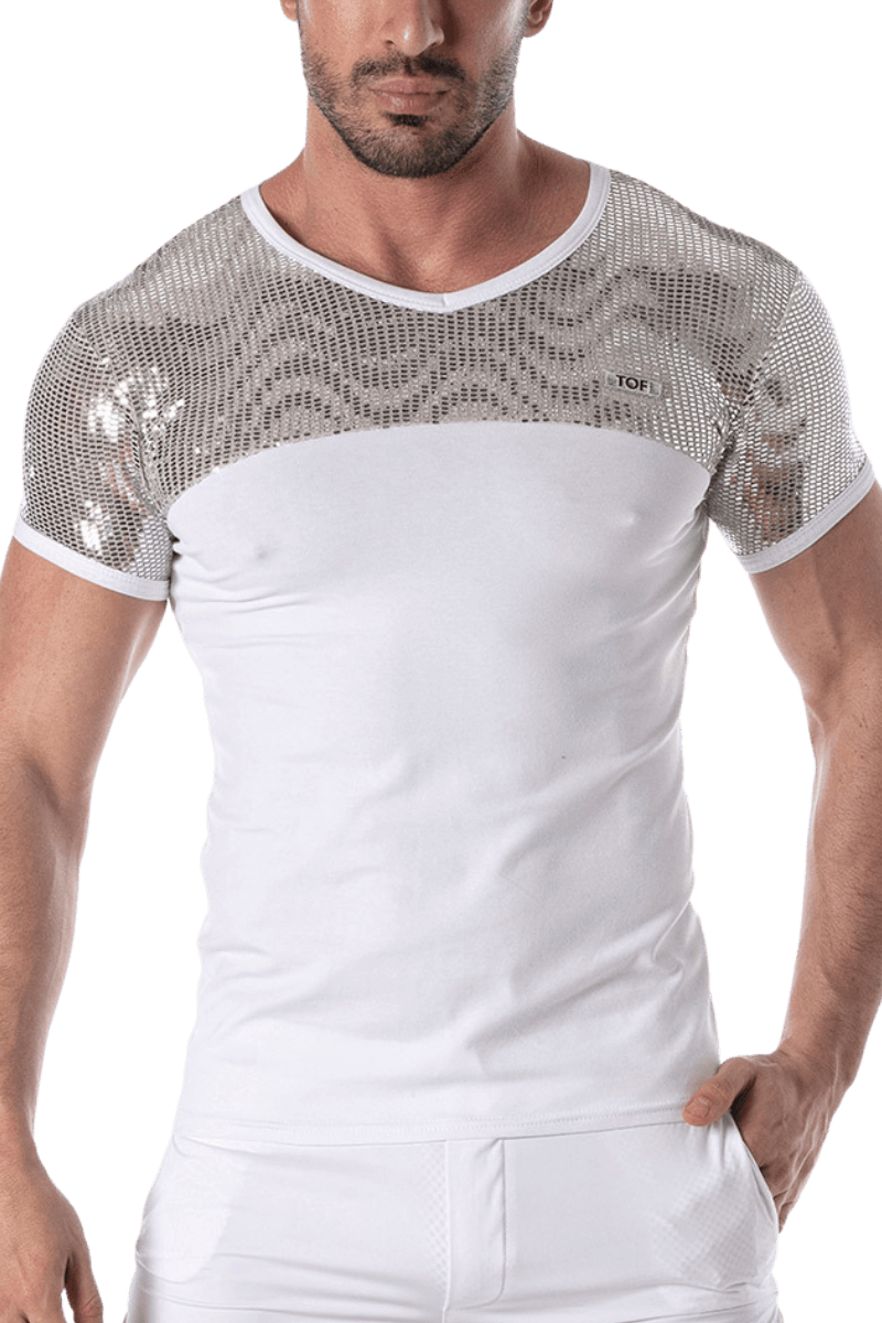 Glitzershirt weiß silber