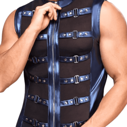 Bondage Shirt blau schwarz Bondage Shirt blau schwarz