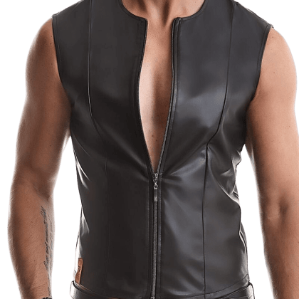 Schwarze Wetlook Herren Weste Schwarze Wetlook Herren Weste