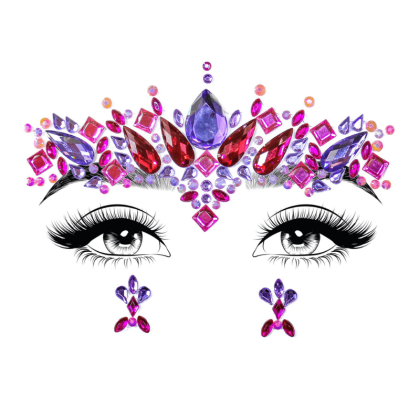 Schmucksticker Gesicht Tropfen pink lila Schmucksticker Gesicht Tropfen pink lila