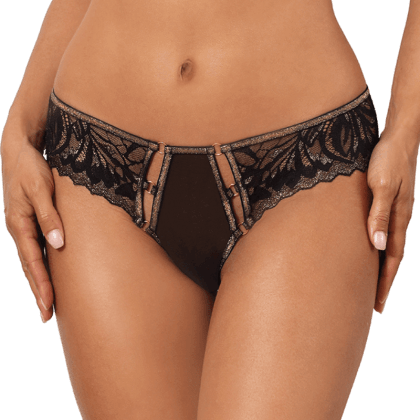 String mit Riemchen schwarz gold String mit Riemchen schwarz gold