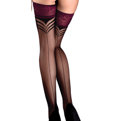 transparente halterlose Stockings schwarz/beere transparente halterlose Stockings schwarz/beere