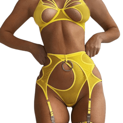 5tlg. Dessous Set in gelb 5tlg. Dessous Set in gelb