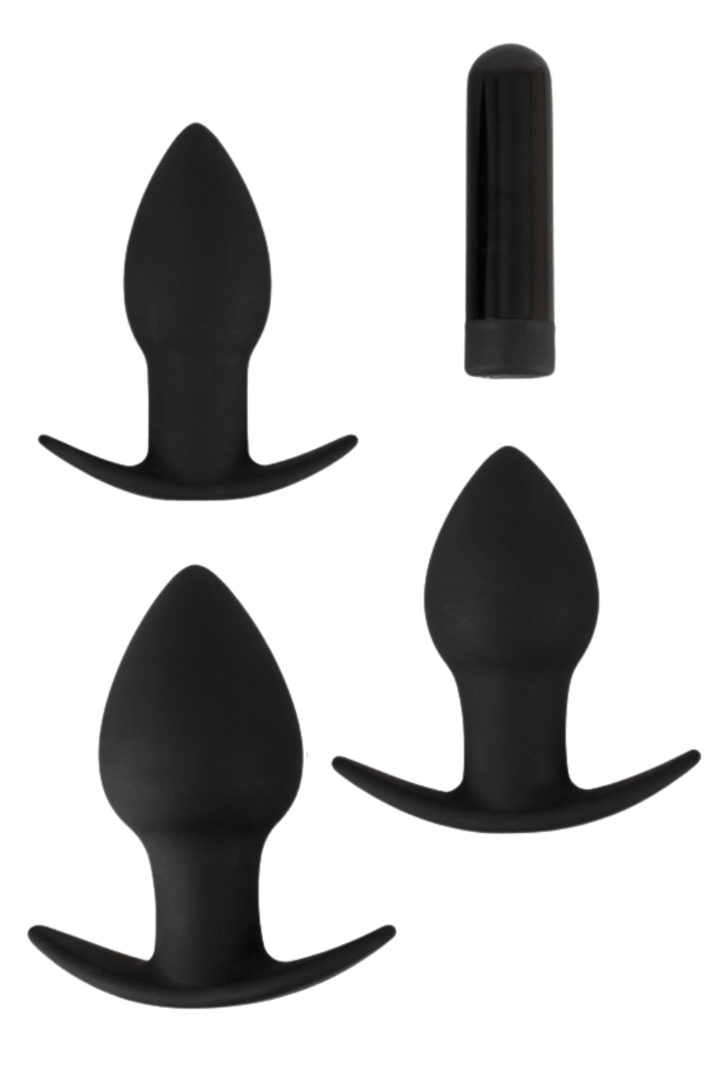 3tlg. Analplug-Set mit Vibrobullet