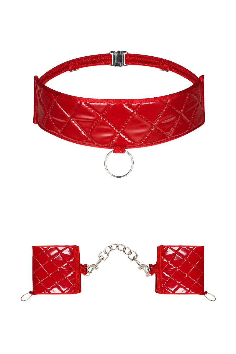 rotes Wetlook Fessel-Set