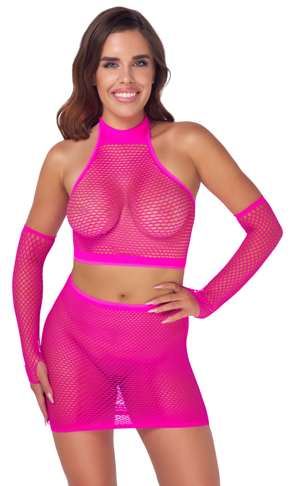 3-teiliges Dessous-Set aus Netz