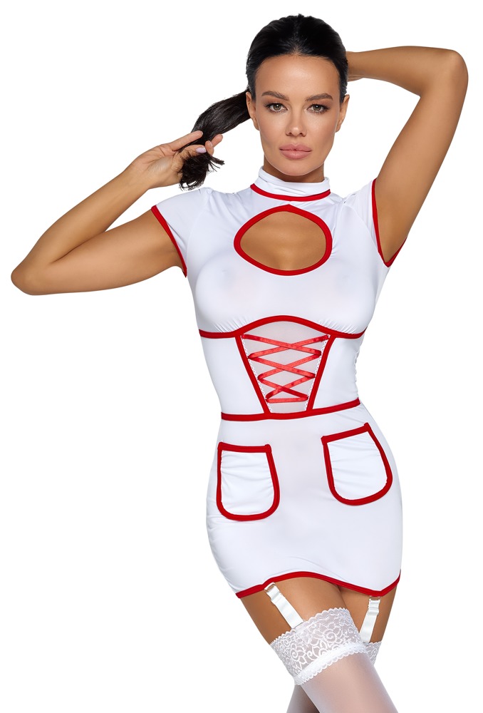 Kleid mit Strapsen im Krankenschwester-Look