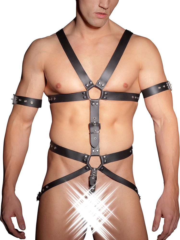 Leder-Jock-Riemenbody, schwarz (S/M)