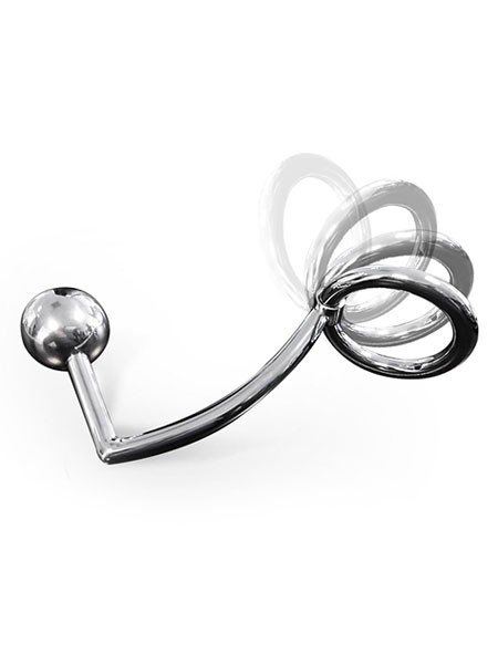 Anal Intruder: Edelstahl-Penis-/Hodenring (50mm) mit Analplug