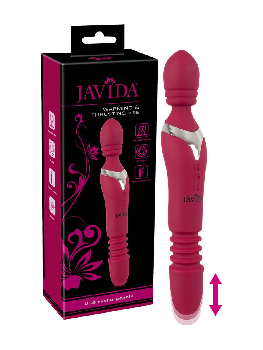 Javida Warming & Thrusting Vibe: Multifunktions-Wandvibrator, rot