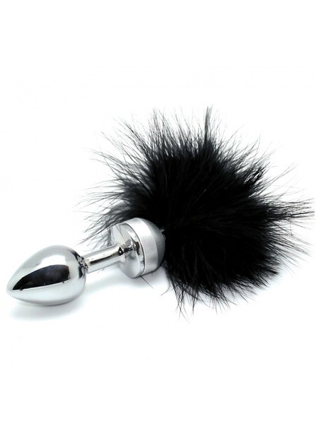 Edelstahl-Plug mit Feder, silber/schwarz