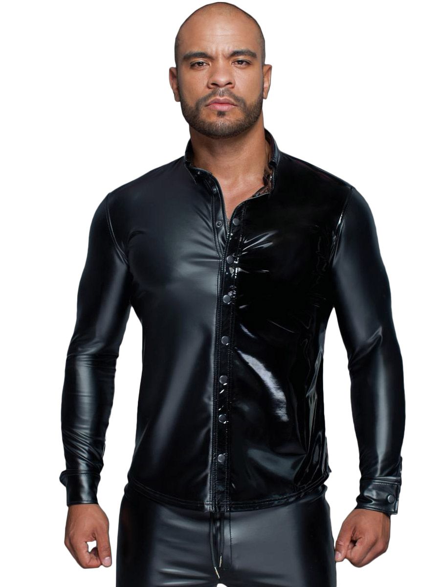 Noir Handmade: Wetlook-Hemd H064, schwarz (XL)